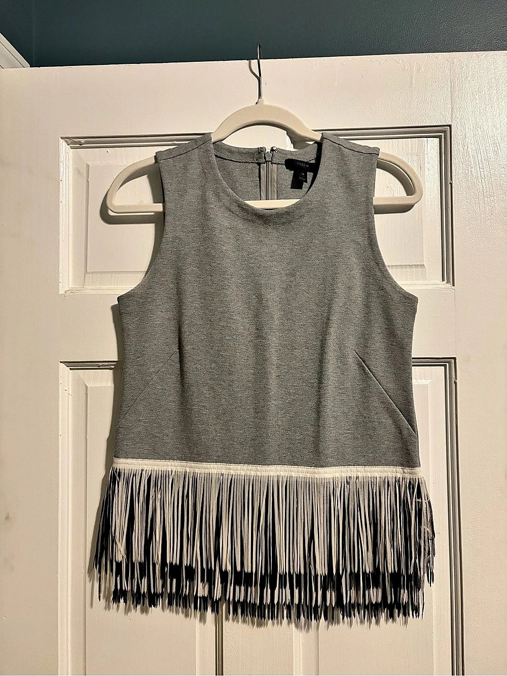 J Crew Fringe Tank Top in Gray & Black Size XS Like New